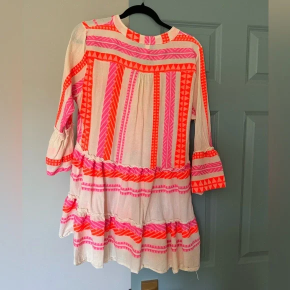 Cotton Mini Dress Hot Pink / Orange - Picture 4 of 6
